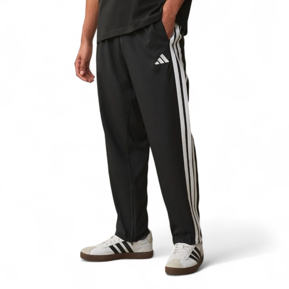 Adidas Men's Black & White Post Game 3 Stripe Performance Pants Large New